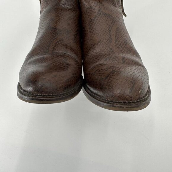 Franco Sarto Boots Halford Faux Leather Embossed Snake Brown Zip Size 8.5 - Picture 5 of 9